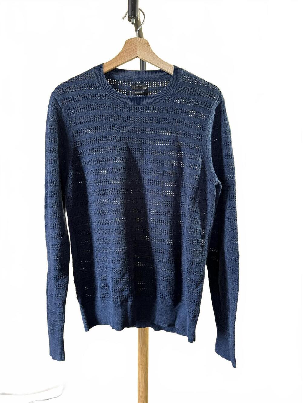 AllSaints Navy Blue Open Knit Sweater Small